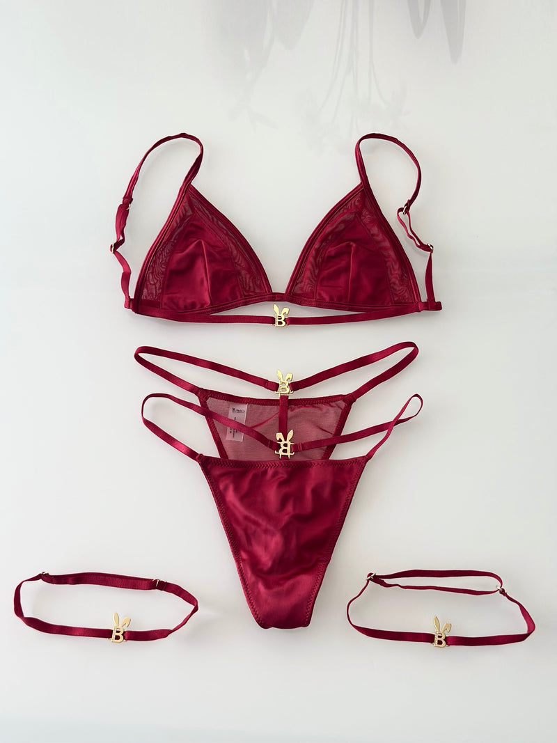 Bordeaux Five-Piece Lingerie Set