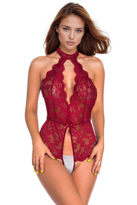 Black Halter All-Lace Teddy