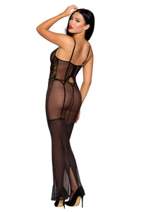 Black Sequin-Corset Mesh Gown