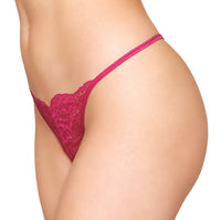 Burgundy Open-Crotch Lace G-String