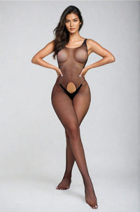 Black Rhinestone Net Bodystocking