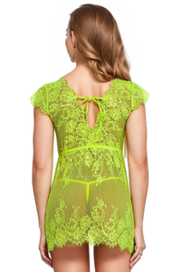 Black Cap-Sleeve Lace Babydoll