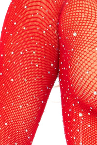Rhinestone Fishnet Bodysuit