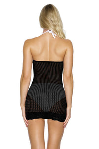 Black High-Neck Mesh Dress