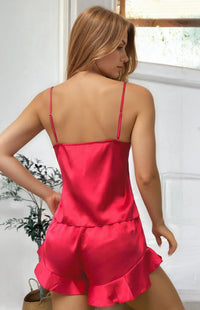 Black Satin Shorts and Cami Sleep Set
