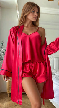 Black Satin Shorts and Cami Sleep Set