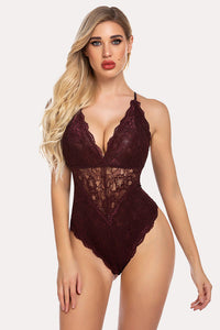 Black V-Cut Lacy Teddy