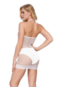 Black High-Neck Mesh Dress