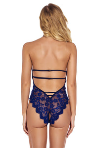 Green Scalloped Crotchless Teddy