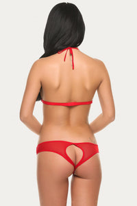 Black Open-Side Halter Lace Teddy