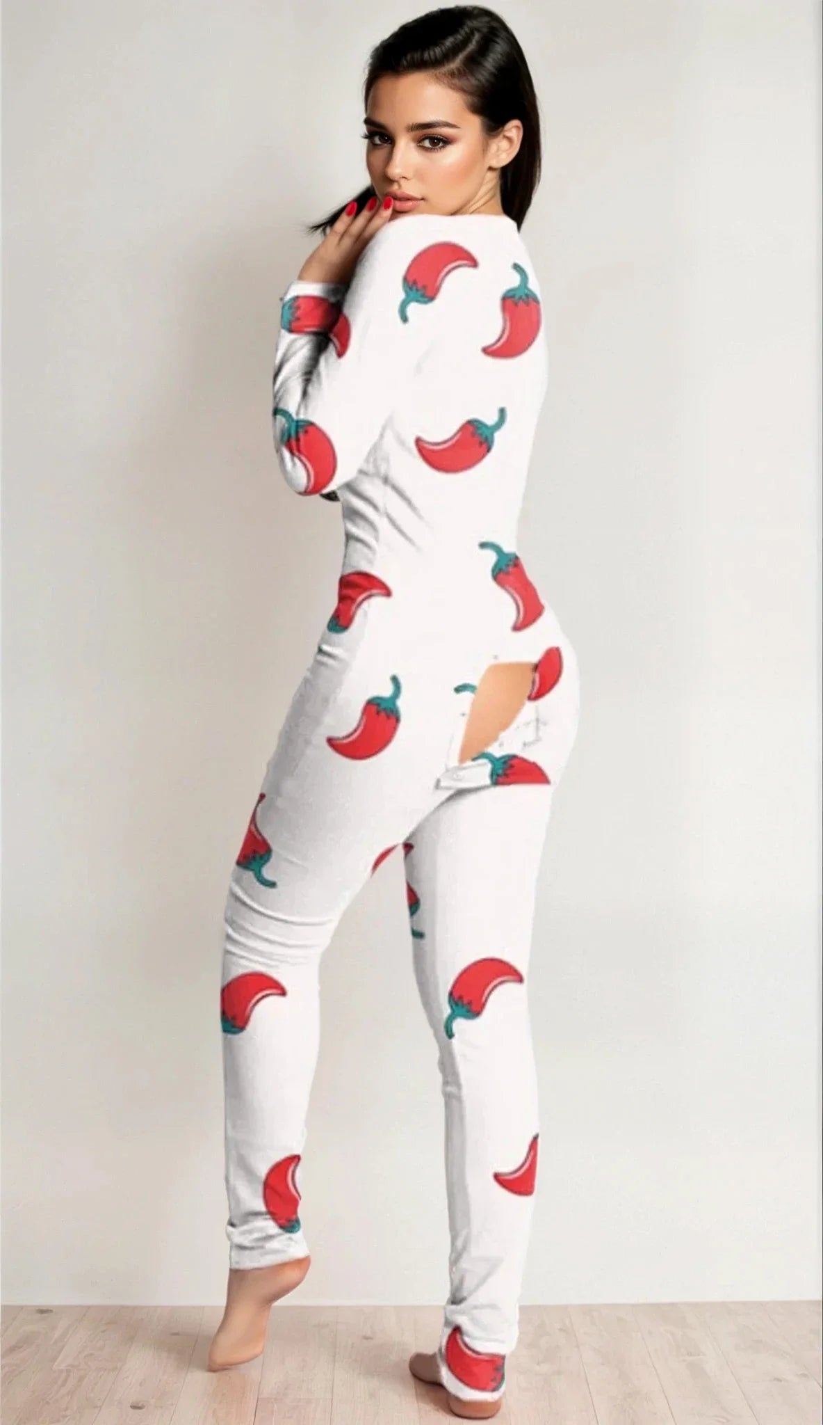 Red Open-Back Long Sleeve Long Johns