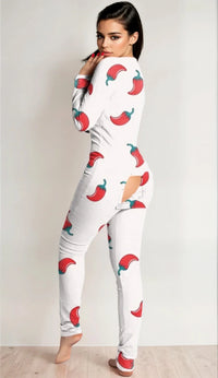 Red Open-Back Long Sleeve Long Johns