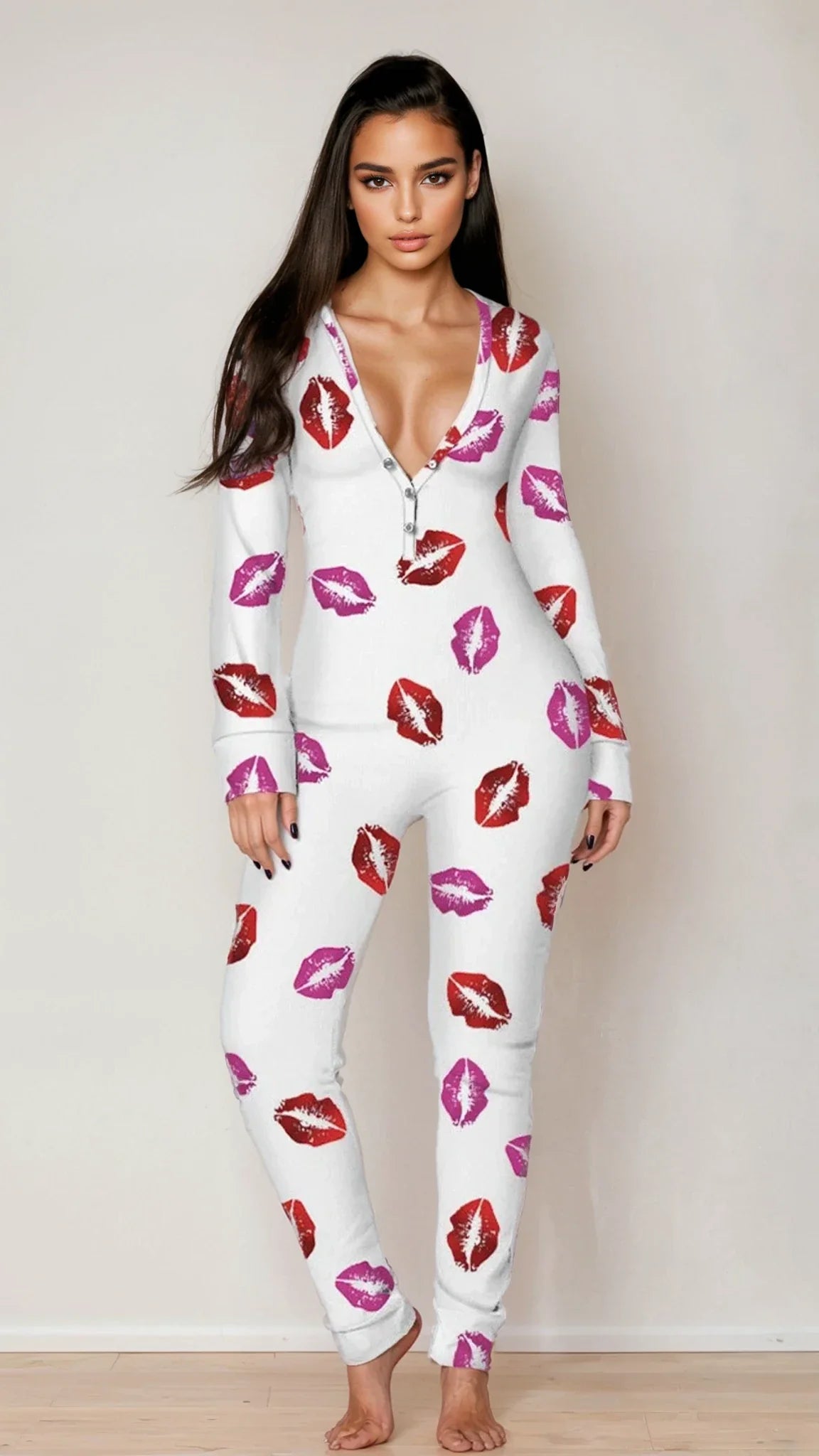 Red Open-Back Long Sleeve Long Johns
