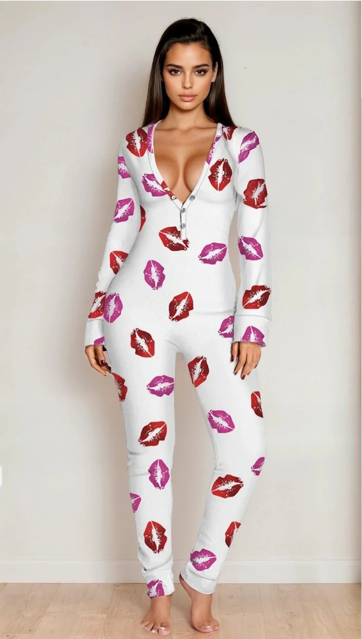 Red Open-Back Long Sleeve Long Johns