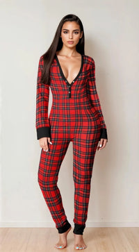 Red Open-Back Long Sleeve Long Johns