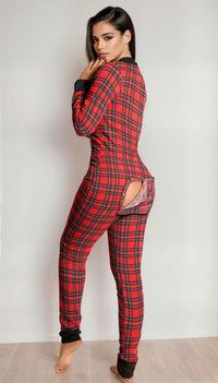 Red Open-Back Long Sleeve Long Johns