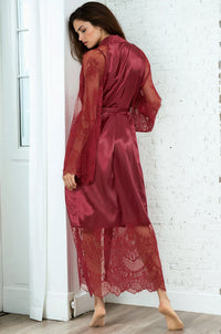 Black Long Satin and Lace Robe