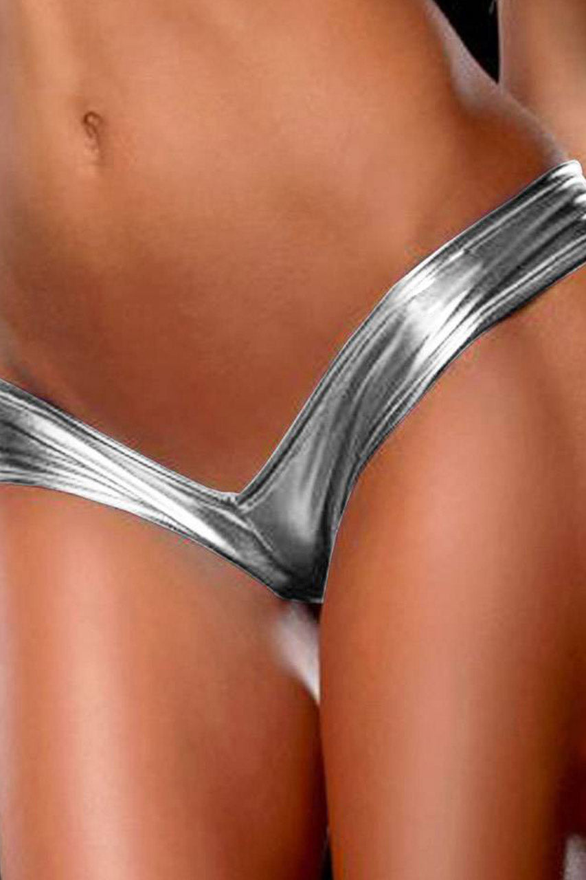 Black Wet-Look Wide-Band Thong