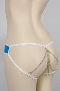 Black Wet-Look Chain-Back Panty