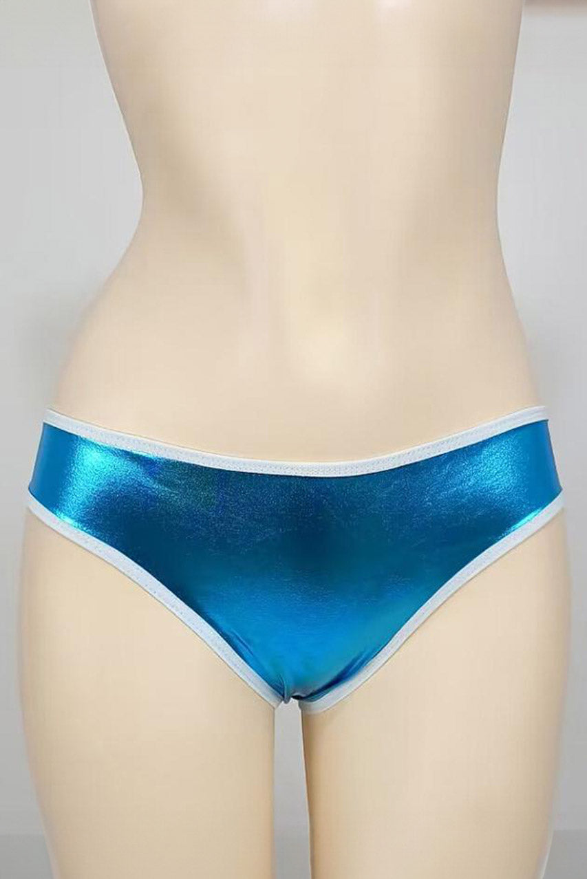 Black Wet-Look Chain-Back Panty