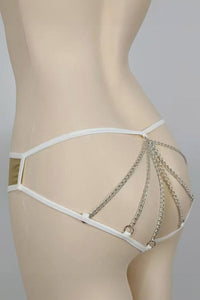 Black Wet-Look Chain-Back Panty