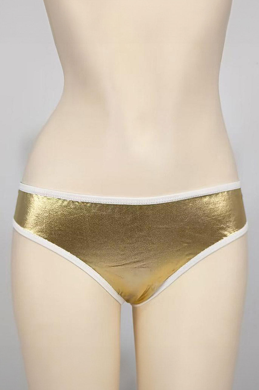 Black Wet-Look Chain-Back Panty