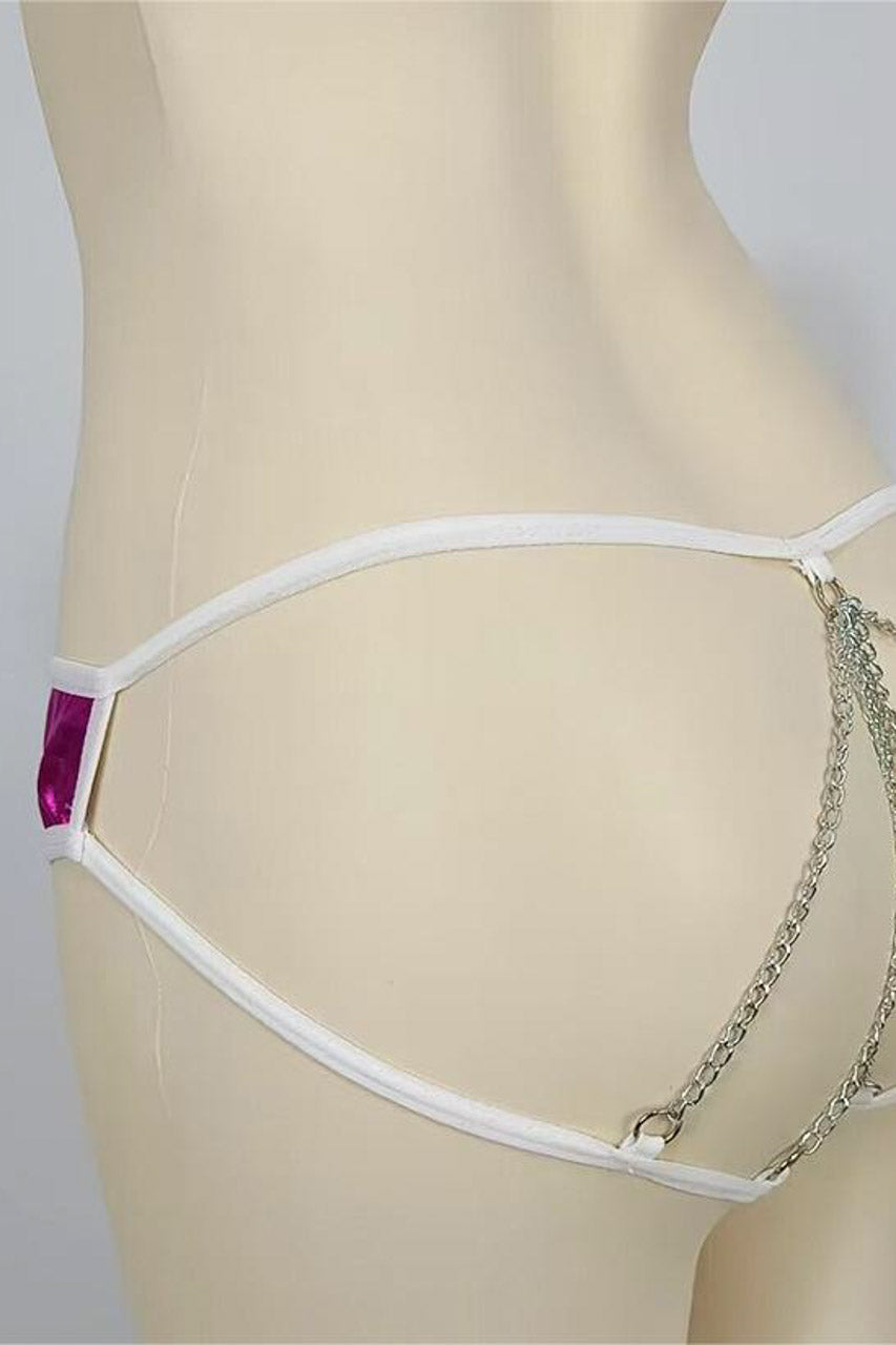 Black Wet-Look Chain-Back Panty