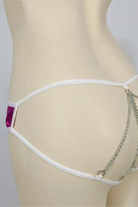 Black Wet-Look Chain-Back Panty