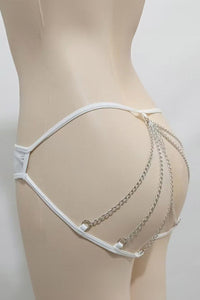 Black Wet-Look Chain-Back Panty