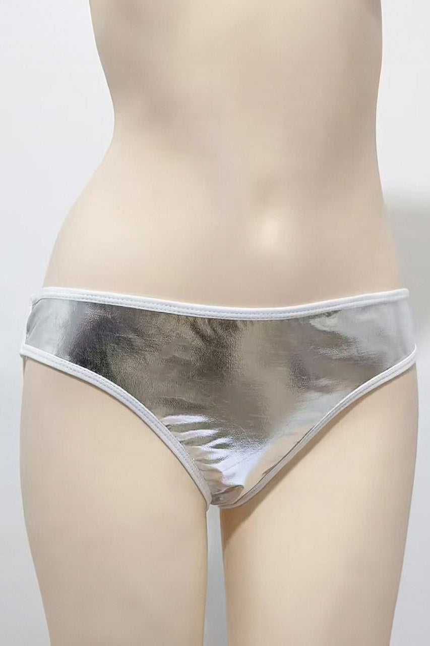 Black Wet-Look Chain-Back Panty