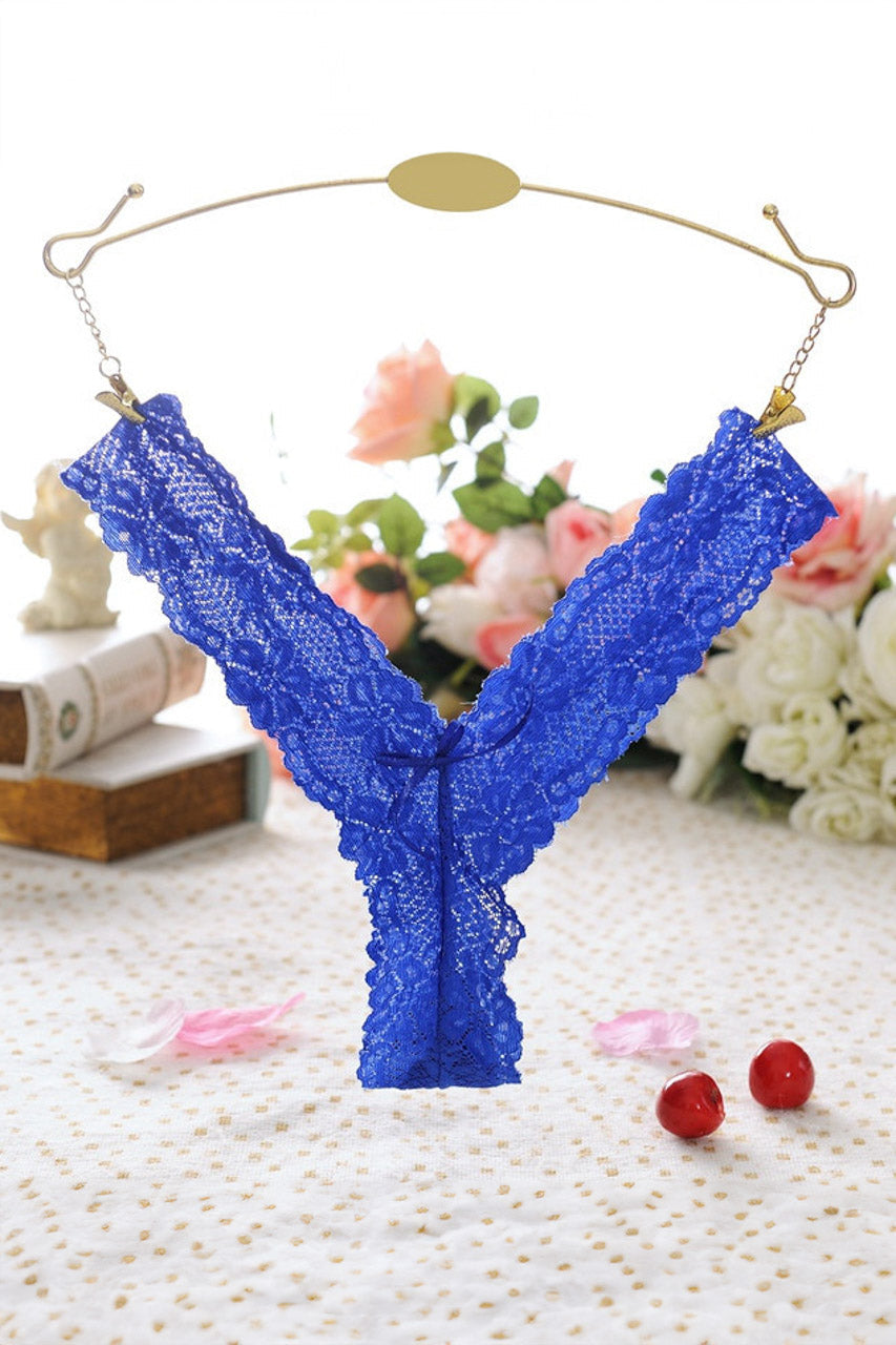 Black V-Cut Lace Thong