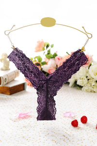 Black V-Cut Lace Thong