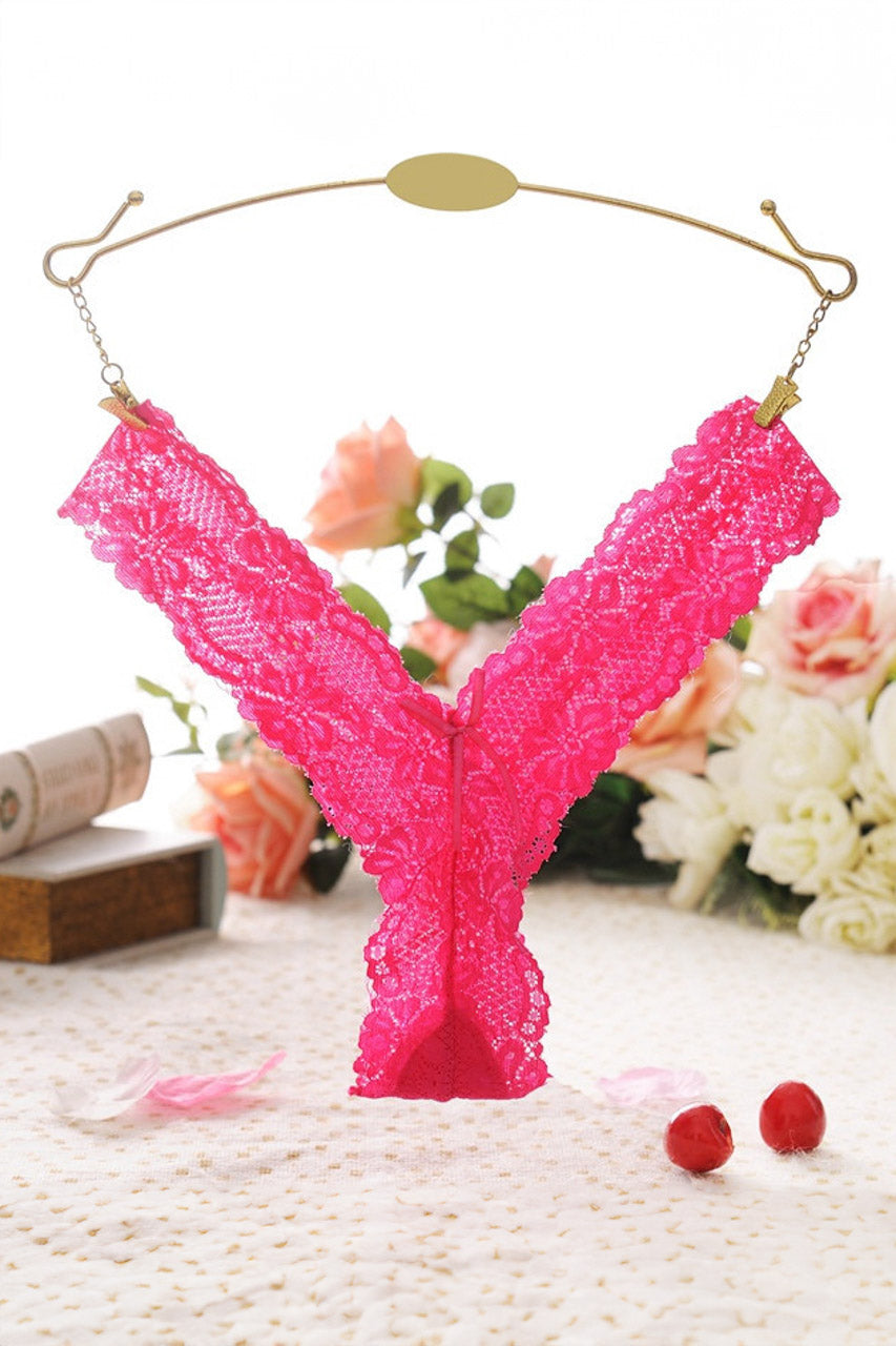 Black V-Cut Lace Thong