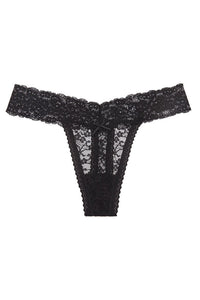 Black Plus Size Floral Lace Thong