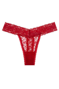Black Wide-Band Floral Lace Thong