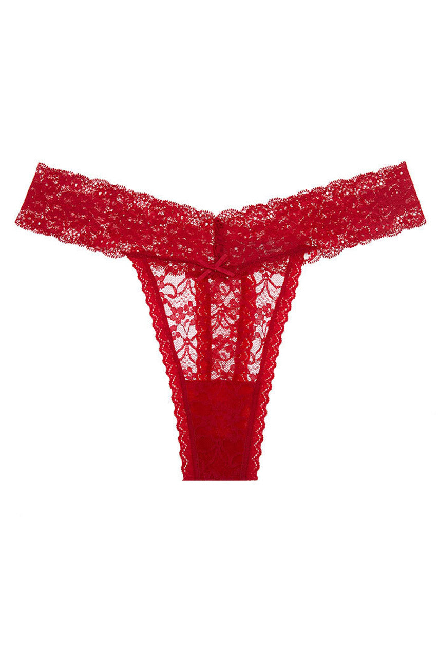 Black Plus Size Floral Lace Thong