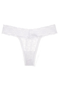 Black Wide-Band Floral Lace Thong