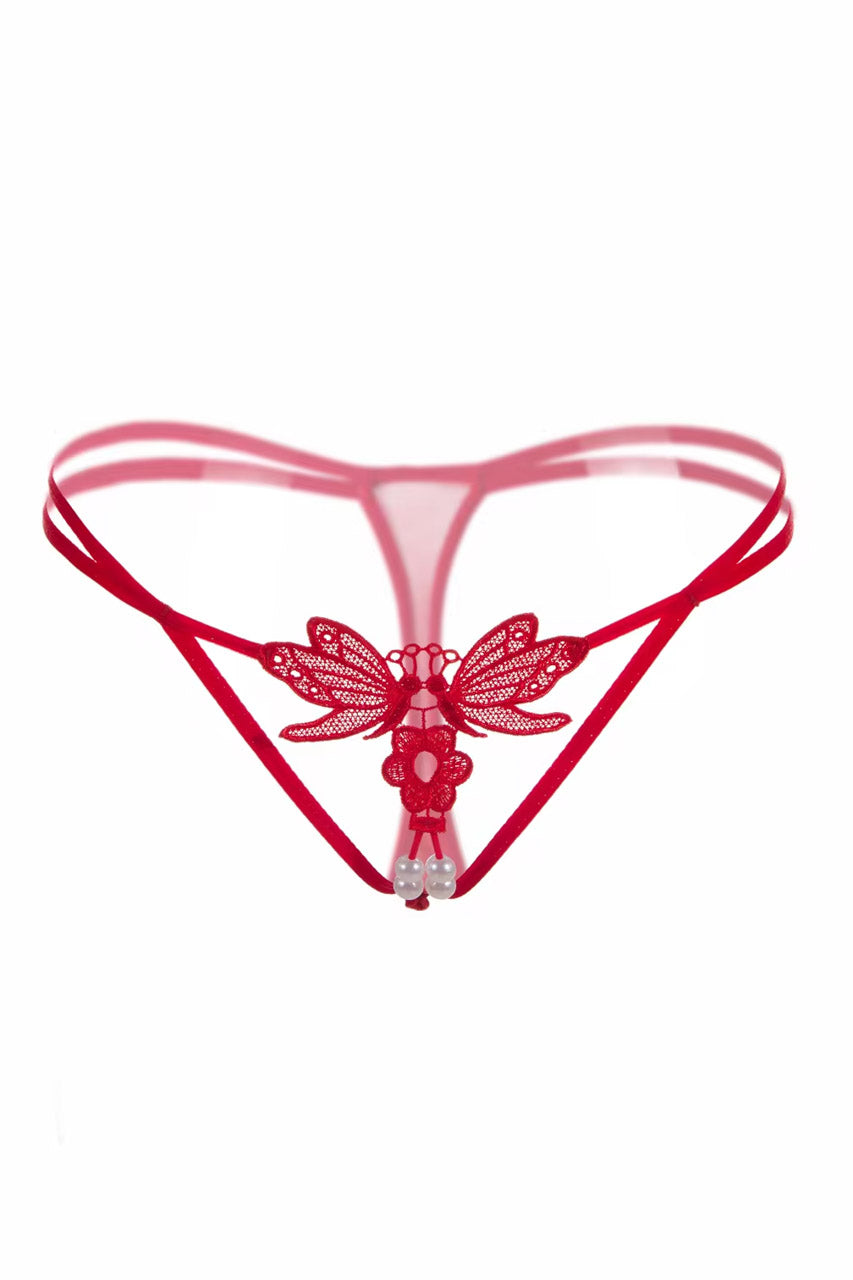 Black Dragonfly Crotchless Thong