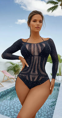 Black Long-Sleeve Glitter Teddy