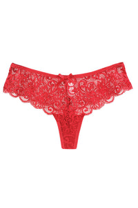 Black Wide-Band Lace Thong Panty