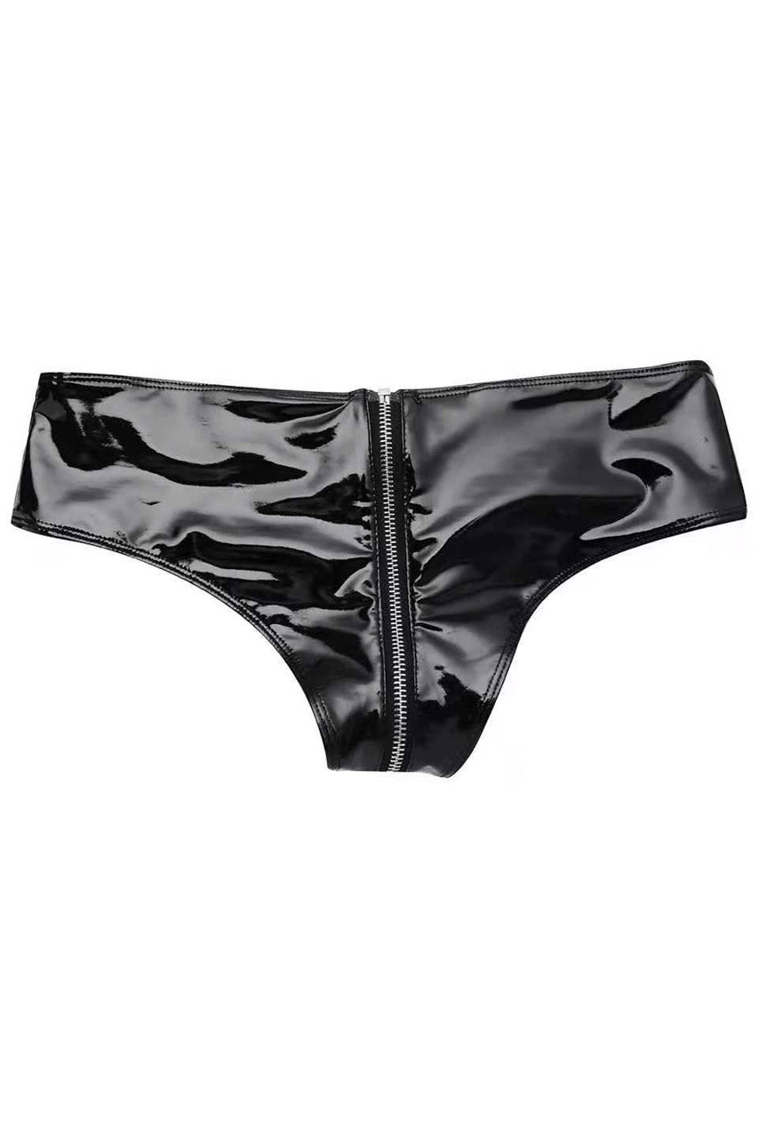 Black Zipper Vinyl Panty