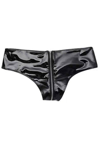 Black Zipper Vinyl Panty