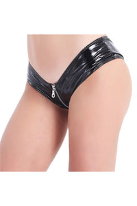 Black Zipper Vinyl Panty