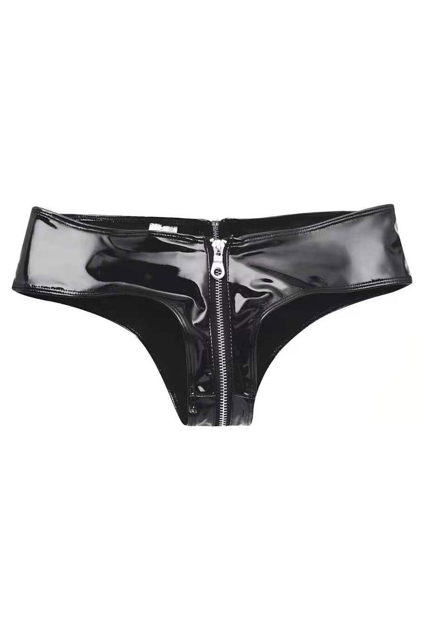 Black Zipper Vinyl Panty