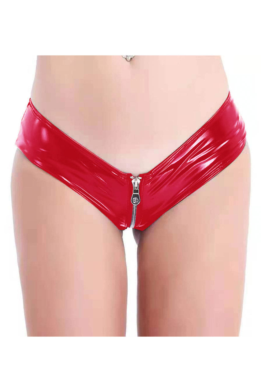 Black Zipper Vinyl Panty