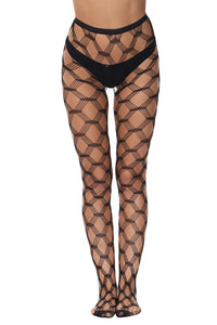Black Wide Net Cut-Out Pantyhose
