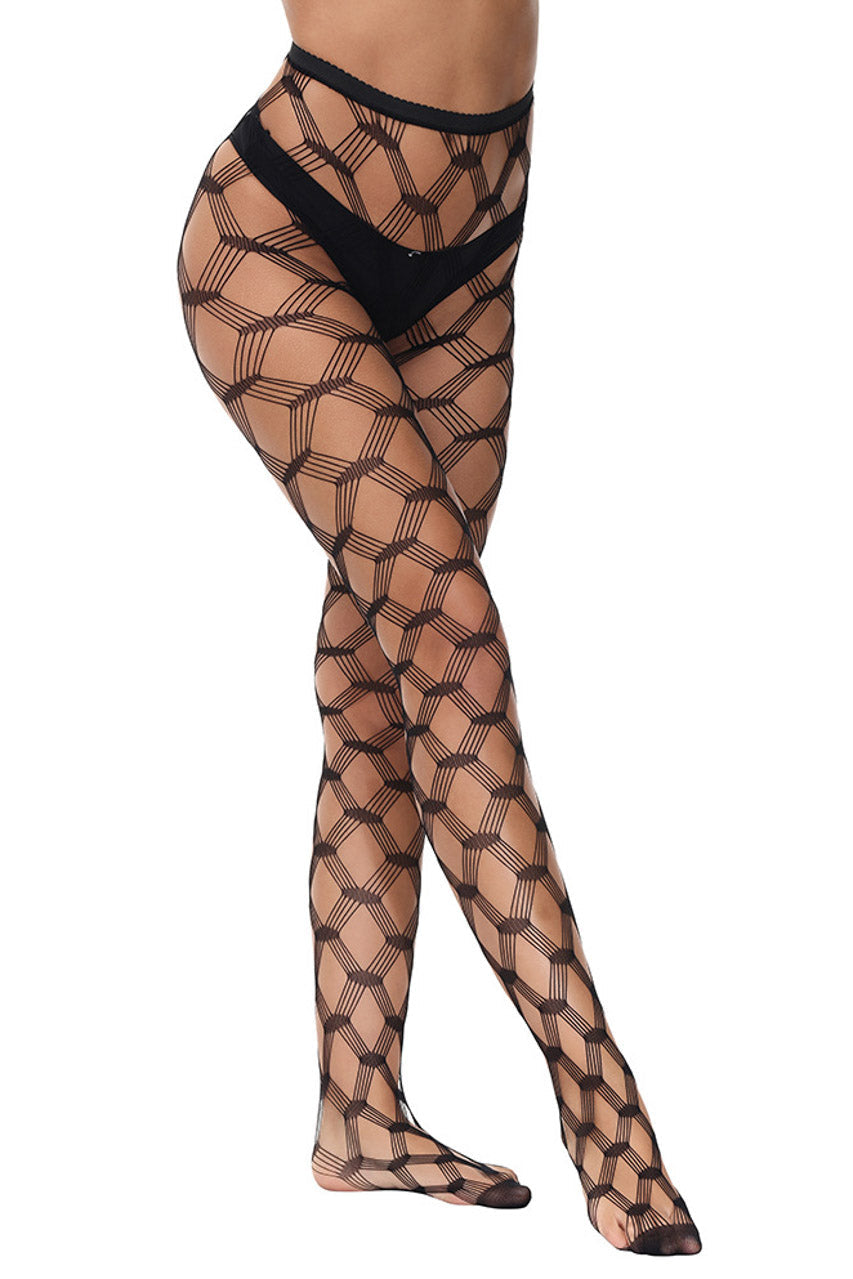 Black Wide Net Cut-Out Pantyhose