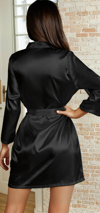 Black Classic Satin Robe