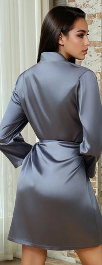 Black Classic Satin Robe