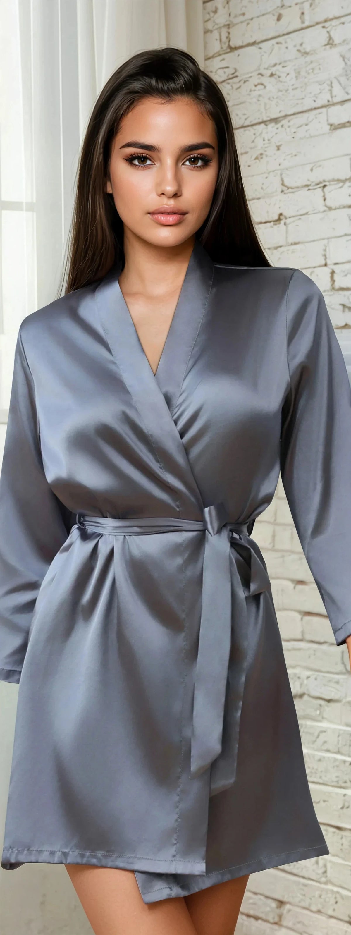 Black Classic Satin Robe
